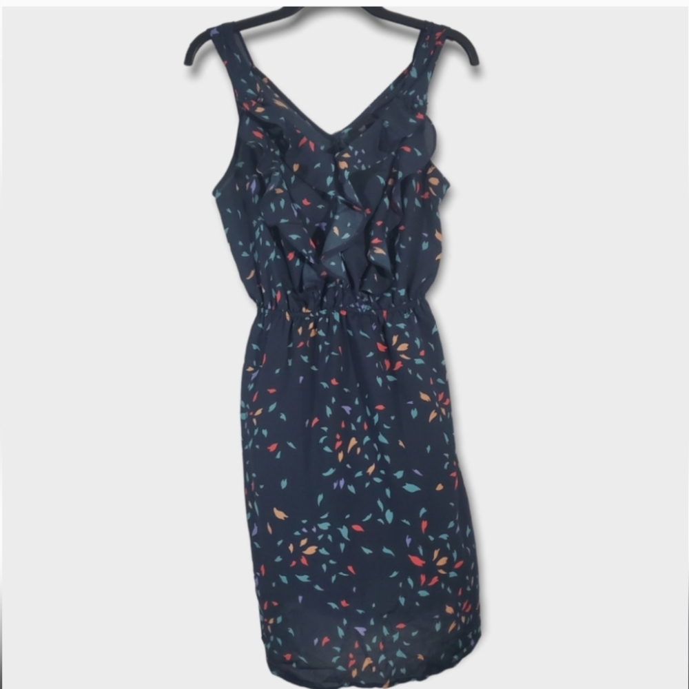 Massimo Navy Ruffle Sleeveless Dress Size Extra Small